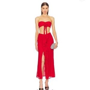 Chic Red Strapless Cutout Dress